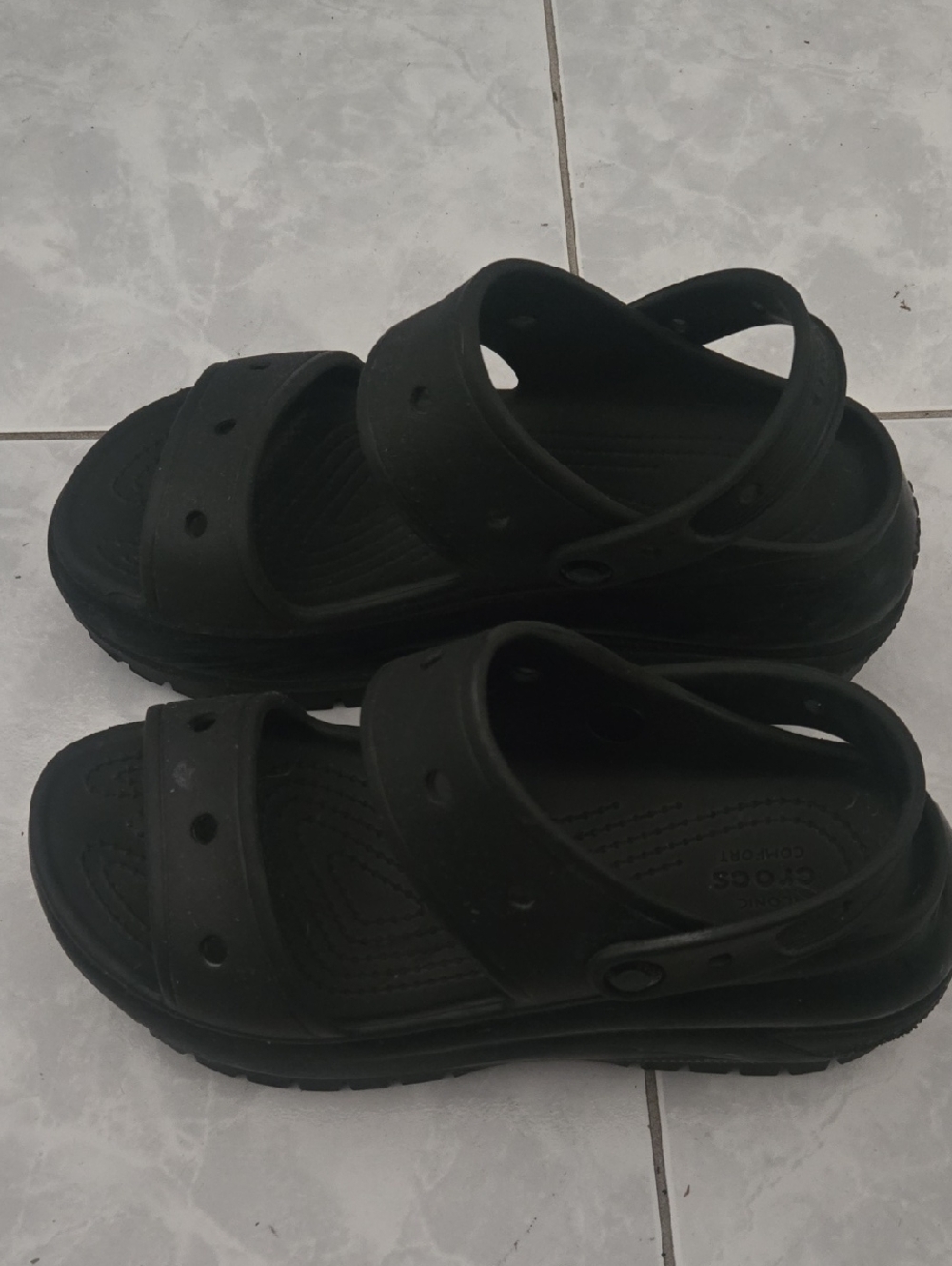 CROCS Black Double-Strap Backstrap Sandals, Size 7Men 9Women Unisex